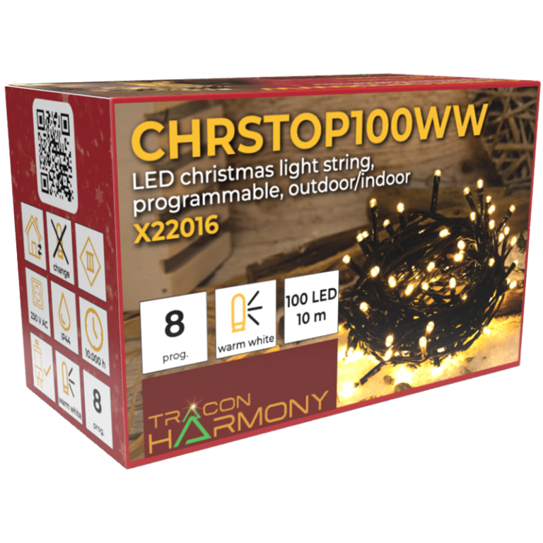 CHRSTOP100WW - Karácsonyi programozható fényfüzér, kültéri/beltéri (X22016)