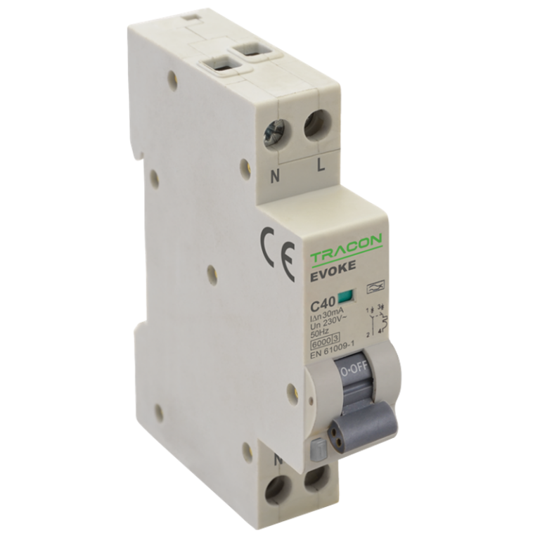 EVOKEC4003 - Kombinált védőkapcsoló, elektronikus, 2P, 1 modul, C kar.