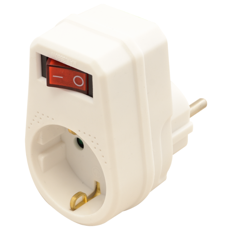 KACS1 - Csatlakozóaljzat adapter kapcsolóval, fehér