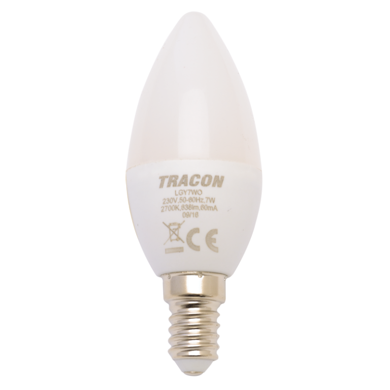 LGY7NW - Gyertya burájú LED fényforrás, tejüveg
