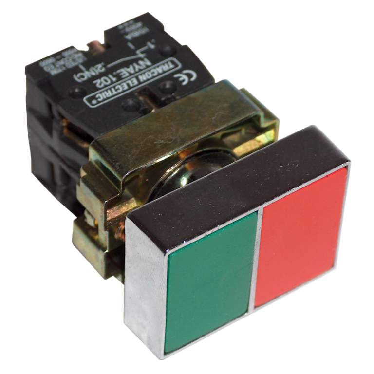 NYKK8325T - Tokozott kettős BE-KI nyomógomb, fémalap, zöld+piros