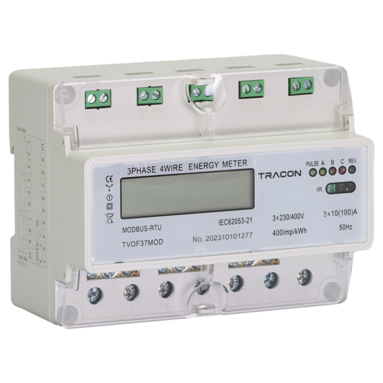 TVOF37MOD - LCD kijelzésű fogyasztásmérő,közvetlen, MODBUS, 3F, 7 modul
