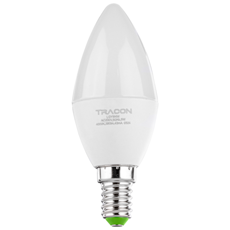 LGY5NW - Gyertya burájú LED fényforrás, tejüveg