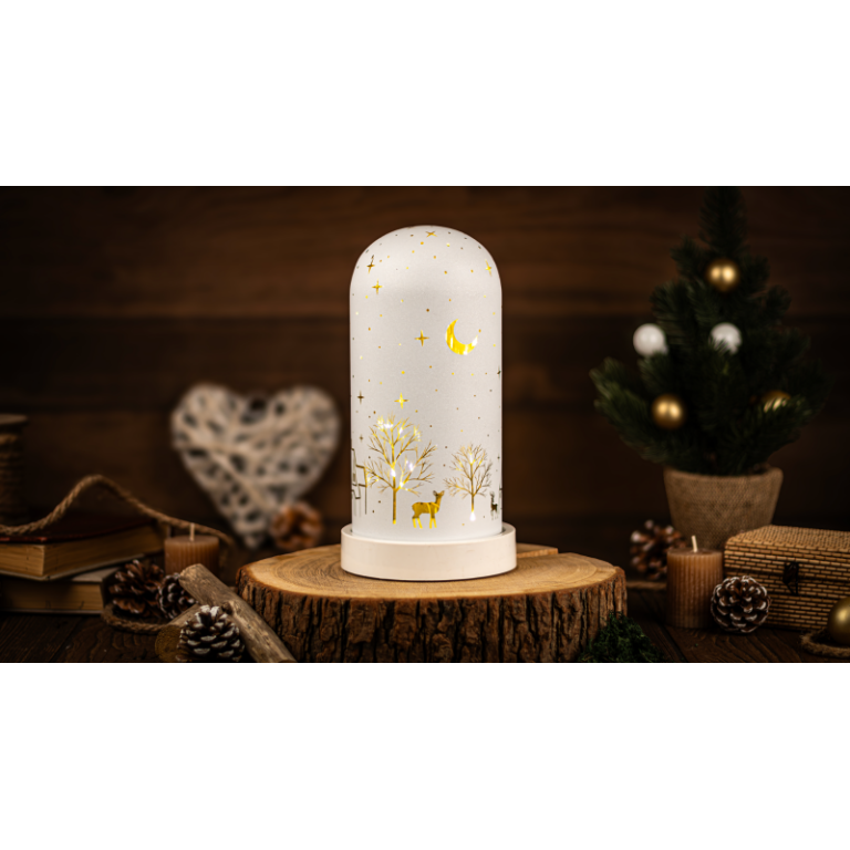 CHRGW10WW - LED karácsonyi bura, tájkép, üveg, elemes (X25009)