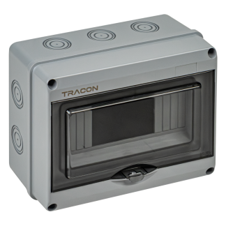 EDFKIP65U81 - Falon kívüli elosztódoboz, átlátszó ajtóval, N/PE sínnel