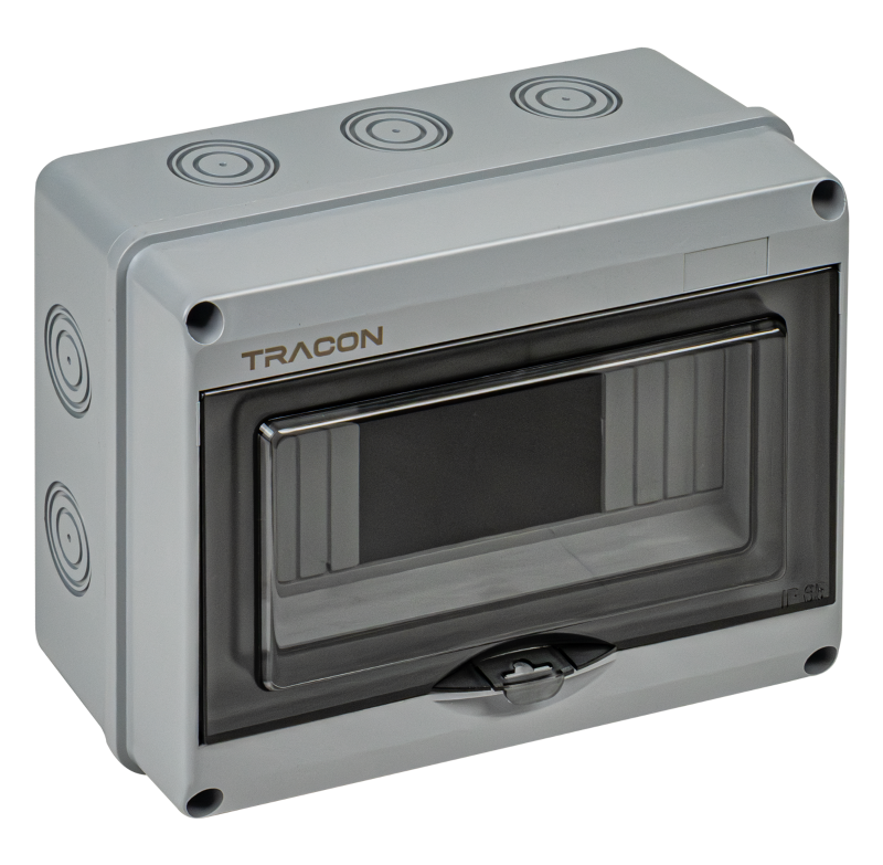 EDFKIP65U81 - Falon kívüli elosztódoboz, átlátszó ajtóval, N/PE sínnel