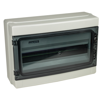 EDFKIP65-18/1 - Falon kívüli elosztódoboz, átlátszó ajtóval, N/PE sínnel