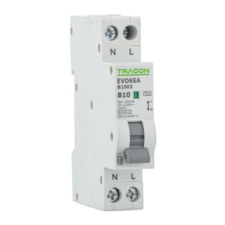 EVOKEAC603 - Kombinált védőkapcsoló, elektronikus, 2P, 1 modul, C kar.