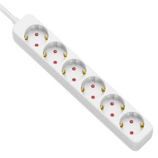 HE6-5M - Hordozható elosztósáv, normál, fehér