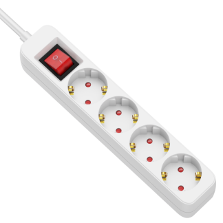 HEK4-5M - Hordozható elosztósáv kapcsolóval, normál, fehér