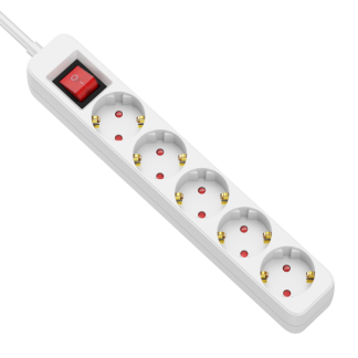 HEK5-5M - Hordozható elosztósáv kapcsolóval, normál, fehér