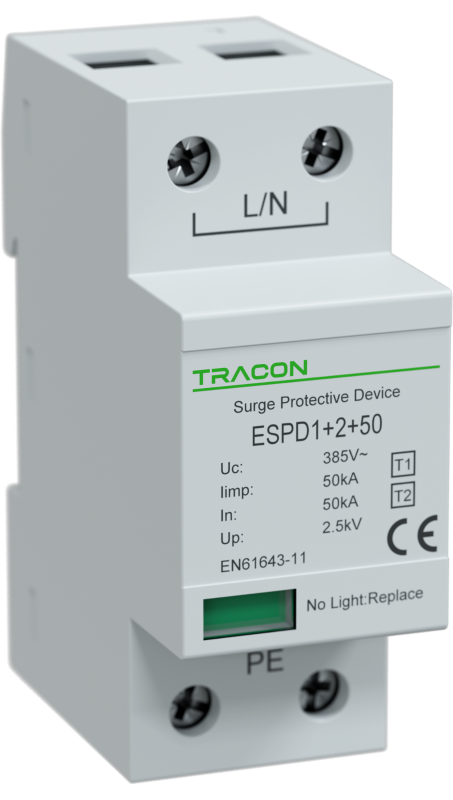 ESPD1+2-50-1P - T1+T2 AC típusú túlfeszültséglevezető, egybeépített