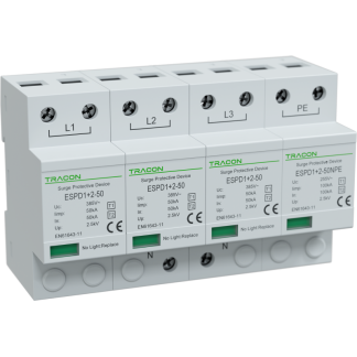 ESPD1+2-50-3+1P - T1+T2 AC típusú túlfeszültséglevezető, egybeépített