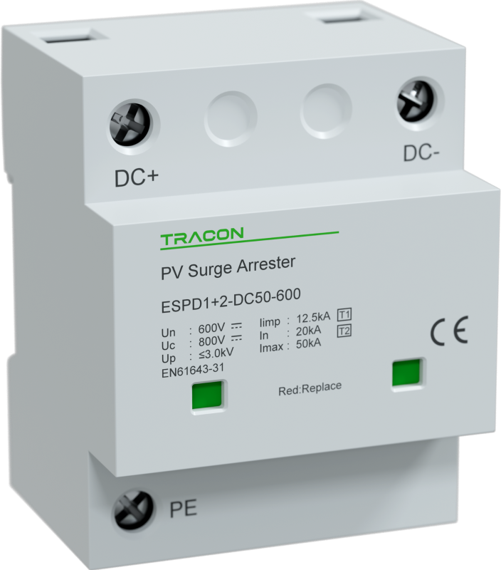 ESPD1+2-DC50-600 - T1+T2 DC típusú túlfeszültséglevezető, egybeépített