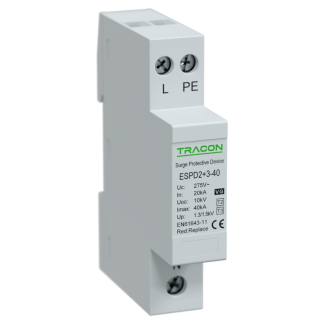 ESPD2+3-40-1+1P - T2+T3 AC típusú túlfeszültséglevezető, egybeépített