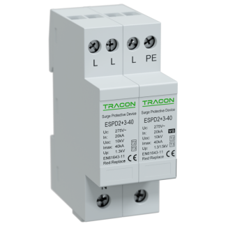ESPD2+3-40-3+1P - T2+T3 AC típusú túlfeszültséglevezető, egybeépített