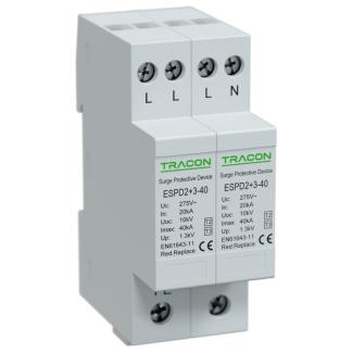 ESPD2+3-40-4P - T2+T3 AC típusú túlfeszültséglevezető, egybeépített