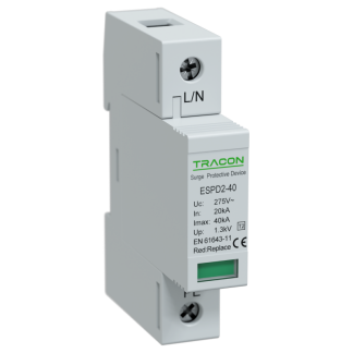 ESPD2-40-1P - T2 AC típusú túlfeszültség levezető, cserélhető betéttel