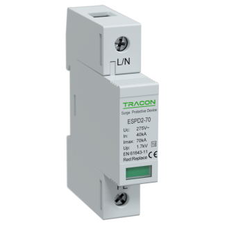 ESPD2-70-1P - T2 AC típusú túlfeszültség levezető, cserélhető betéttel