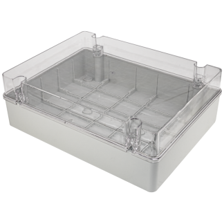 MED403013T - Elektronikai doboz, világos szürke, átlátszó fedéllel