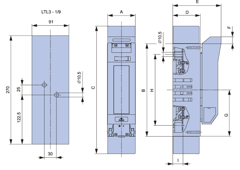 LTL3-1/9 - Vízszintes biztosítós szakaszolókapcsoló, szerelőlapra - Image 2